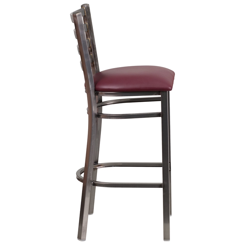 Flash Furniture Ladder Back Metal Barstool - Burgundy Vinyl Seat