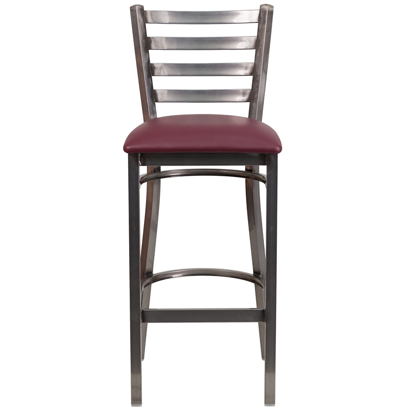 Flash Furniture Ladder Back Metal Barstool - Burgundy Vinyl Seat