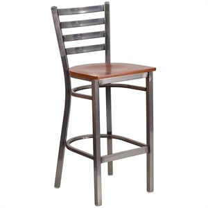 Flash Furniture Ladder Back Metal Barstool - Cherry Wood Seat