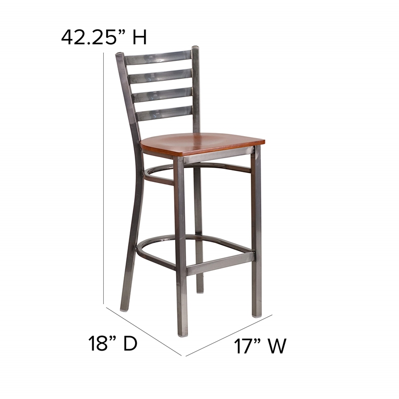 Flash Furniture Ladder Back Metal Barstool - Cherry Wood Seat