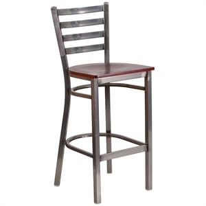 Flash Furniture Ladder Back Metal Barstool - Mahogany Wood Seat