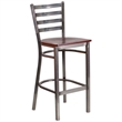 Flash Furniture Ladder Back Metal Barstool - Mahogany Wood Seat