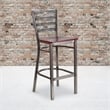 Flash Furniture Ladder Back Metal Barstool - Mahogany Wood Seat