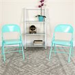 Flash Furniture Hercules Colorburst Metal Folding Chair in Teal (Set of 2)