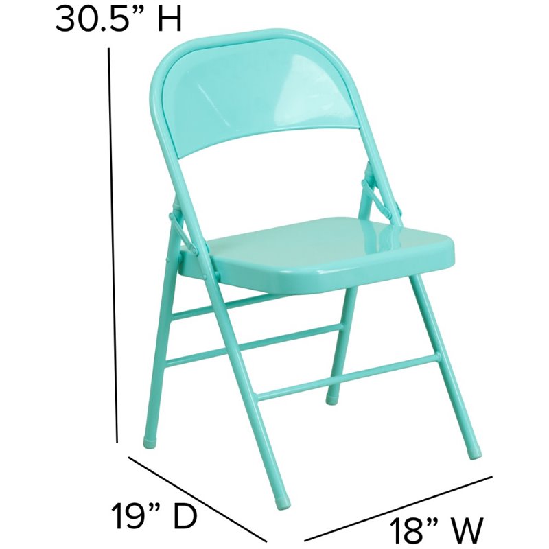 Flash Furniture Hercules Colorburst Metal Folding Chair in Teal (Set of 2)