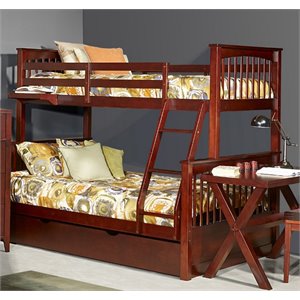 ne kids pulse slat bunk bed with trundle in cherry-mer-1211-49