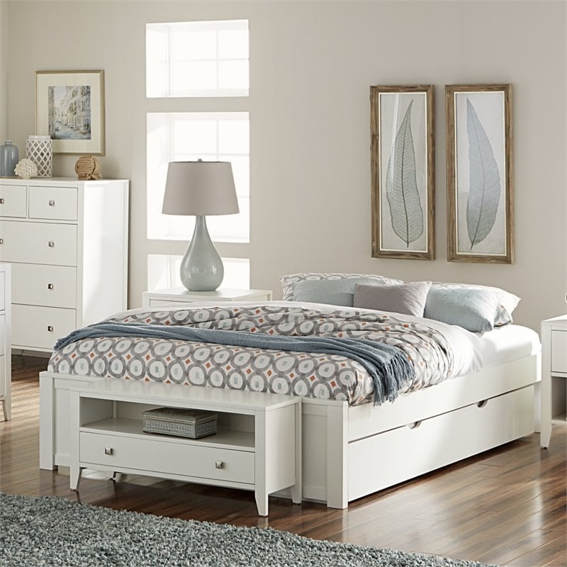 NE Kids Pulse Queen Platform Bed With Trundle In White 33003NT   1597372 L 