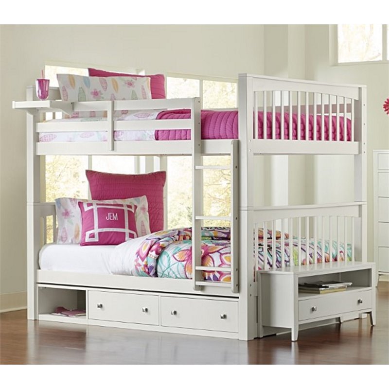 Ne Kids Pulse Full Over Storage Slat Bunk Bed In White 33060ns