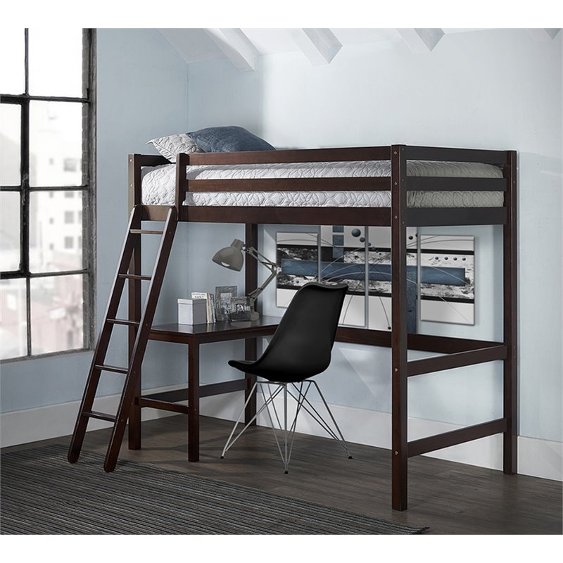 Ne Kids Caspain Twin Loft Bed With Desk, Chocolate Bunk Beds