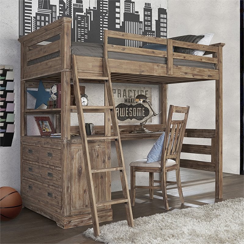 Ne Kids Oxford Oliver Twin Loft Bed With Desk In Cocoa