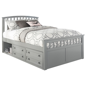 ne kids charlie captain's wood full bed with one storage unit in gray