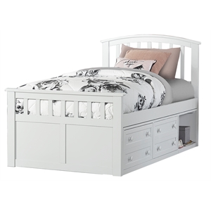 ne kids charlie captain's wood twin bed with one storage unit in white