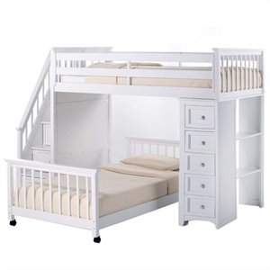 ne kids schoolhouse wood/veneers bunk bed with chest in white