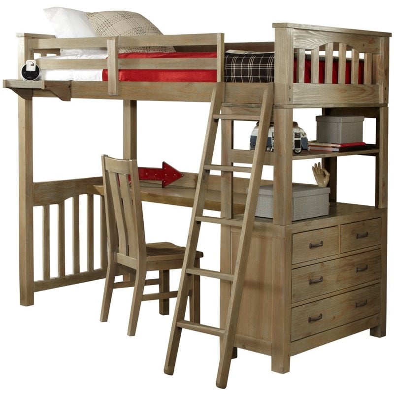 Ne Kids Highlands Solid Wood Twin Loft, Solid Wood Bunk Beds With Desk