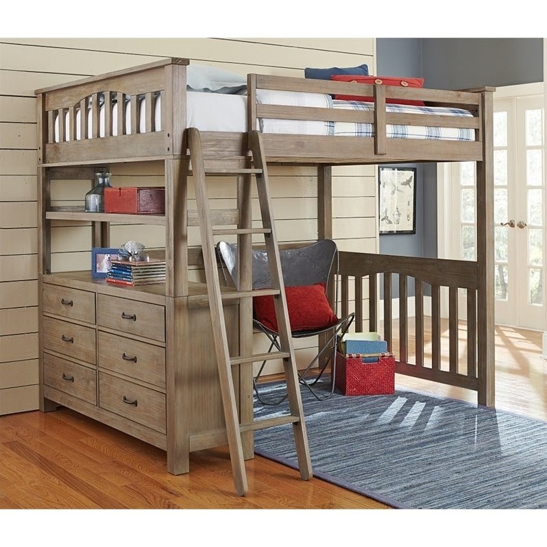 Ne Kids Highlands Full Loft Bed With, Bunk Bed Hanging Shelf