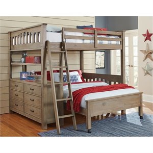 ne kids highlands loft bed with full lower bed and shelf