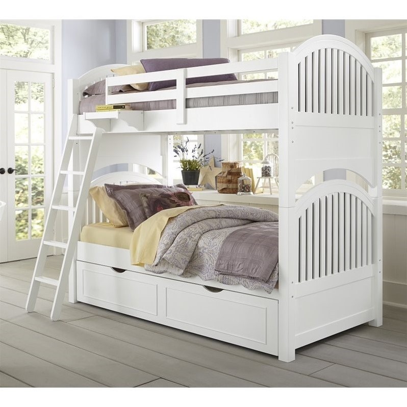 Ne Kids Lake House Adrian Twin Over Twin Bunk With Trundle In White 