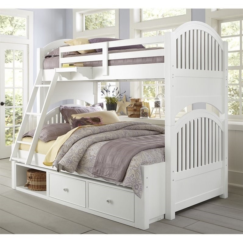 Atlantic Furniture Columbia Twin Over Full Staircase Bunk Bed in White