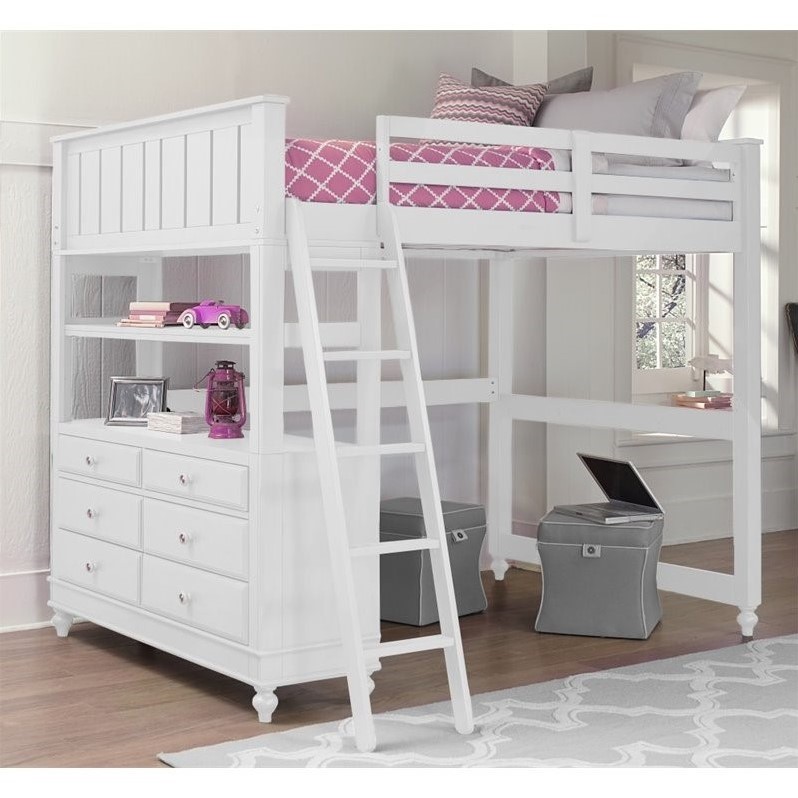 NE Kids Lake House Full Loft Bed in White Cymax Business