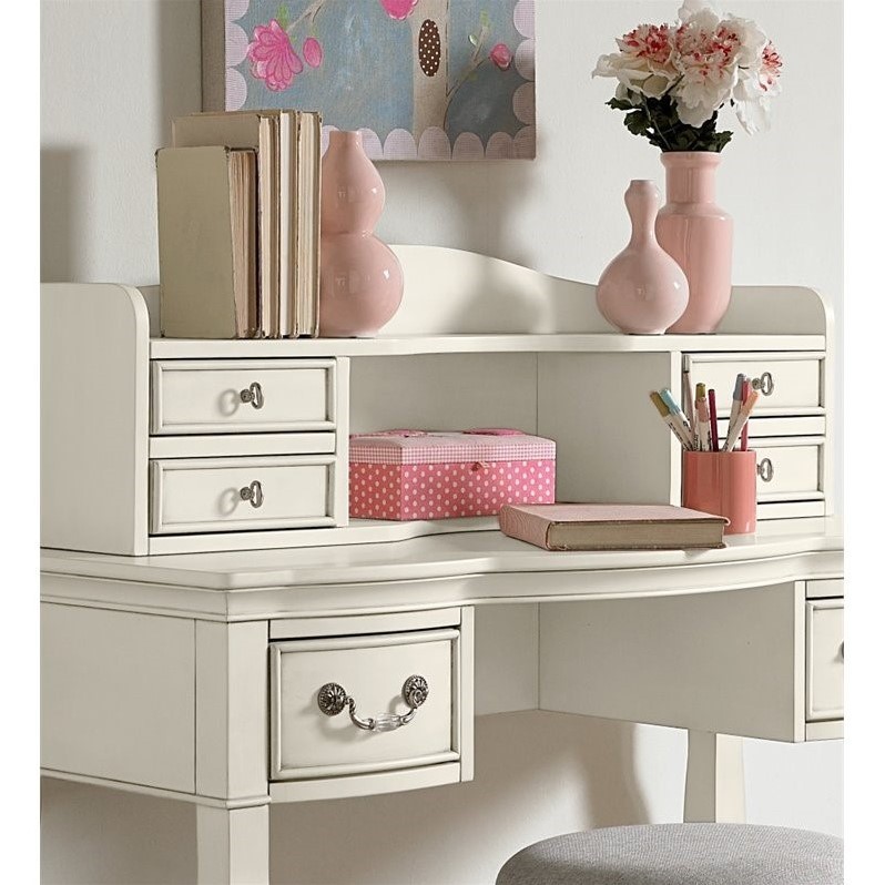 NE Kids Kensington Writing Desk with Hutch and Stool in Antique White