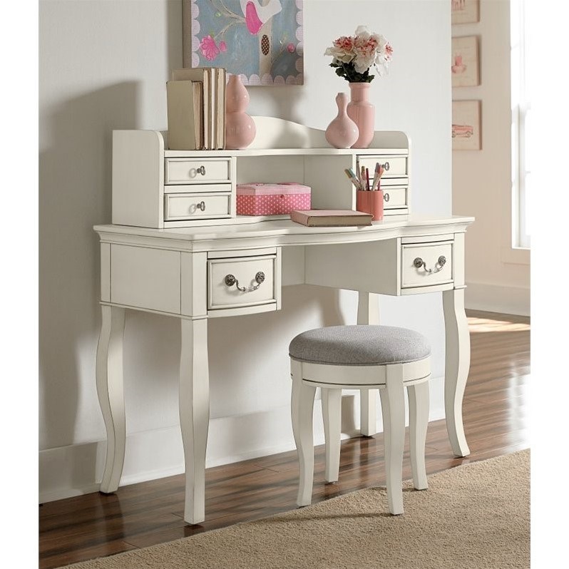 NE Kids Kensington Writing Desk with Hutch and Stool in Antique White - 20540NDHC