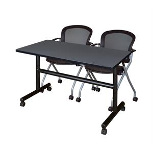 48&quot x 24&quot Flip Top Mobile Training Table- Grey and 2 Cadence Nesting Chairs