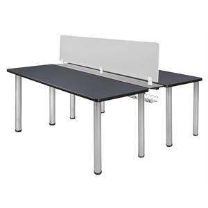 Regency Kee 60&quot x 24&quot Benching System with Privacy Divider- Grey/ Chrome