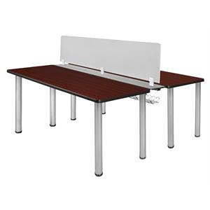 Regency Kee 60&quot x 24&quot Benching System with Privacy Divider- Mahogany/ Chrome