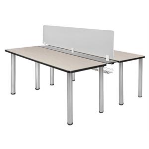 Regency Kee 60&quot x 24&quot Benching System with Privacy Divider- Maple/ Chrome