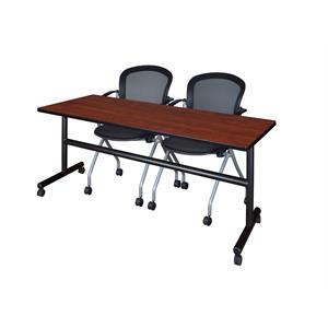 72&quot x 30&quot Flip Top Mobile Training Table- Cherry and 2 Cadence Nesting Chairs