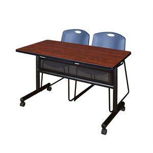 48&quot x 24&quot Flip Top Mobile Training Table w/ Divider- Cherry & 2 Stack Chairs