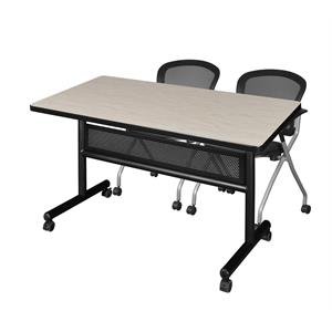 48&quot x 30&quot Flip Top Mobile Training Table w/ Divider- Maple & 2  Nesting Chairs