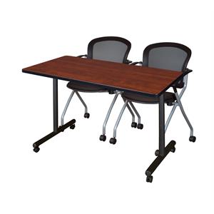 48&quot x 24&quot Kobe Mobile Training Table- Cherry & 2 Cadence Chairs- Black