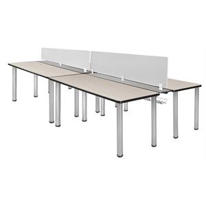 Kee 60&quot x 24&quot Double Benching System with Privacy Divider- Maple/ Chrome