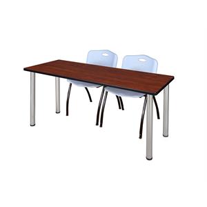 Regency 60&quot x 24&quot Training Table- Cherry/ Chrome & 2 Stack Chairs- Grey