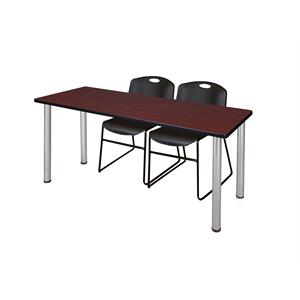 Regency 60&quot x 24&quot Training Table- Mahogany/ Chrome & 2 Stack Chairs- Black