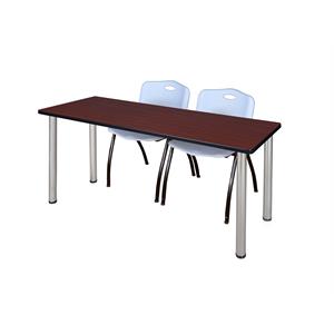 Regency 60&quot x 24&quot Training Table- Mahogany/ Chrome & 2 Stack Chairs- Grey