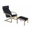 Niche Mia Bentwood Reclining Chair & Ottoman- Natural/ Black Leather