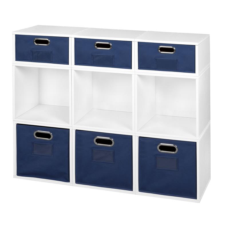 Niche Cubo Storage Set- 6 Full/3 Half w/ Foldable Storage Bins- White ...
