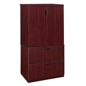 Regency Legacy Lateral File with Stackable Storage Cabinet- Mahogany