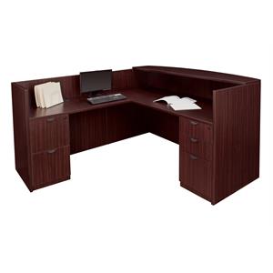 regency legacy double full pedestal reception desk- mahogany