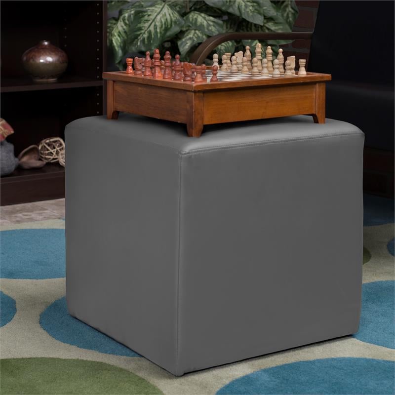 Regency Jean Lounge and Classroom Square Ottoman With Gray Upholstery