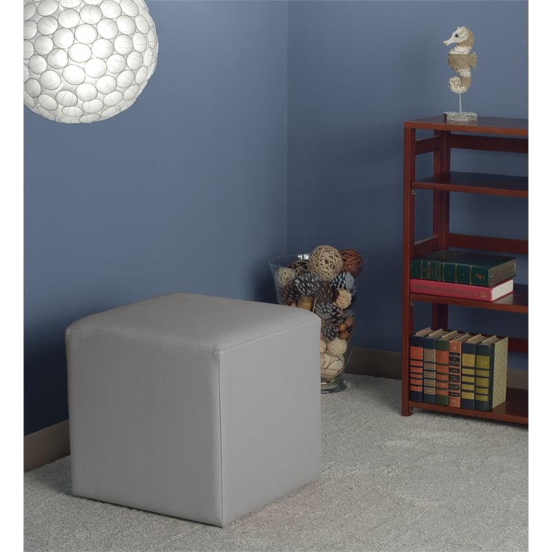 Regency Jean Lounge and Classroom Square Ottoman With Gray Upholstery