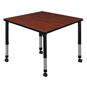 Kee 42&quot Square Height Adjustable Mobile Classroom Table - Cherry