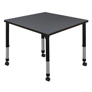 Kee 42&quot Square Height Adjustable Mobile Classroom Table - Grey