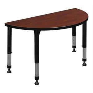 36&quot x 18&quot Half Round Height Adjustable Classroom Table- Cherry
