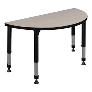 42&quot x 21&quot Half Round Height Adjustable Classroom Table- Maple