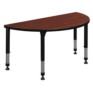 48&quot x 24&quot Half Round Height Adjustable Classroom Table- Cherry