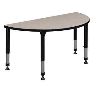 48&quot x 24&quot Half Round Height Adjustable Classroom Table- Maple