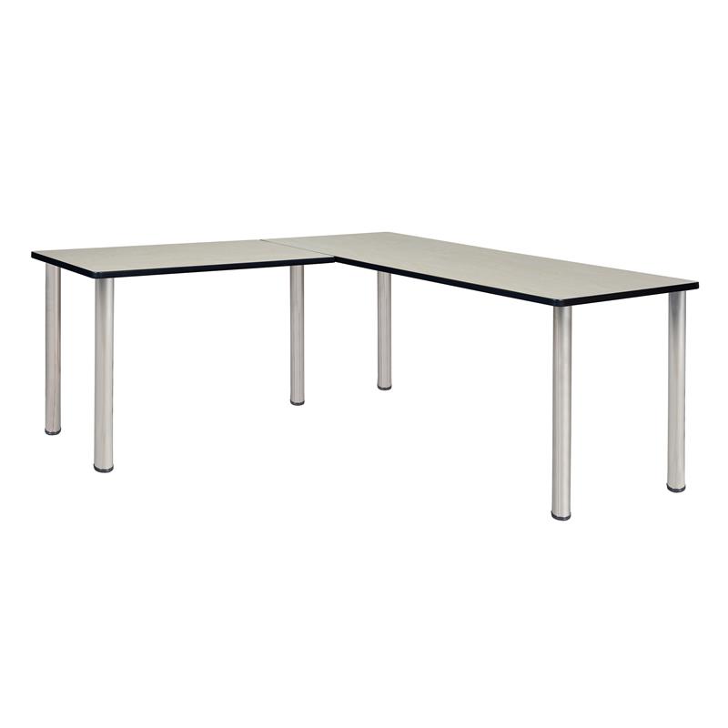 Kee 72 in. L-Desk with 42 in. Return- Maple/Chrome
